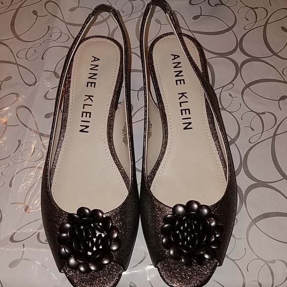 💃HP🎉NIB ANNE KLEIN METALLIC PEEP TOE SLINGBACKS! - Picture 6 of 7